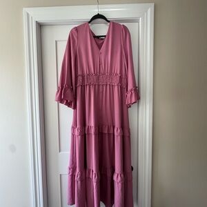 Simple Mauve Long Sleeve Dress